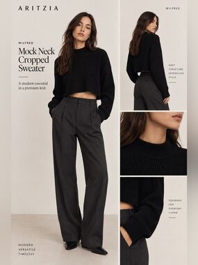 Aritzia Wilfred Mock Neck Cropped Knit Sweater